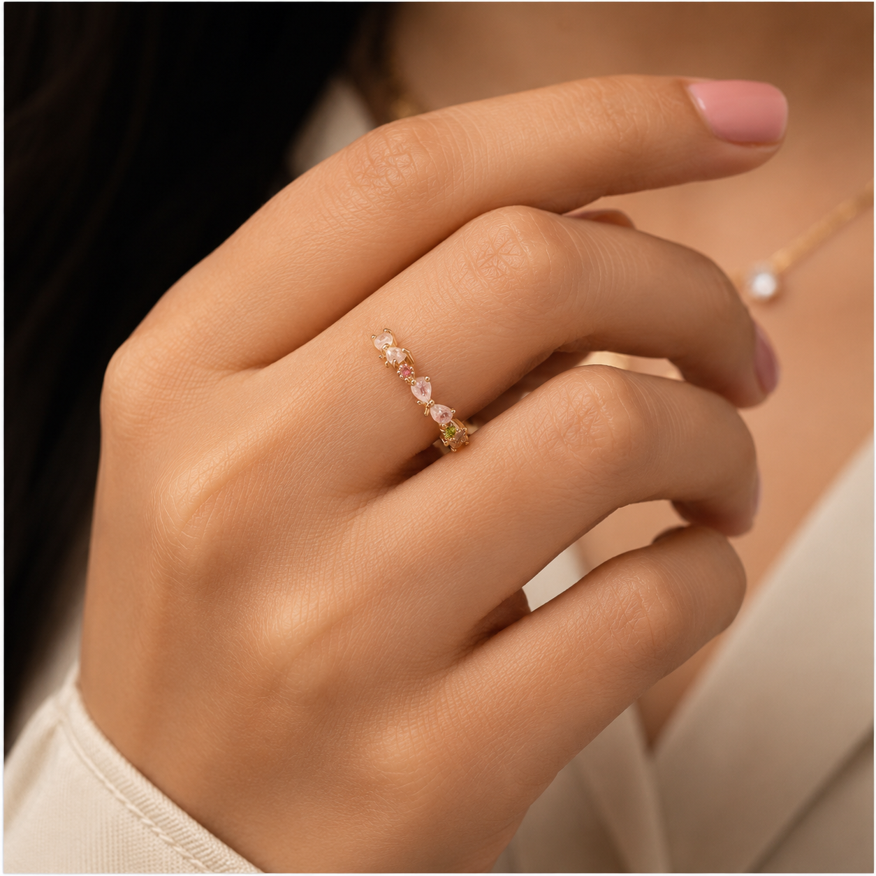 Delicate Heart Crystal Gold Ring