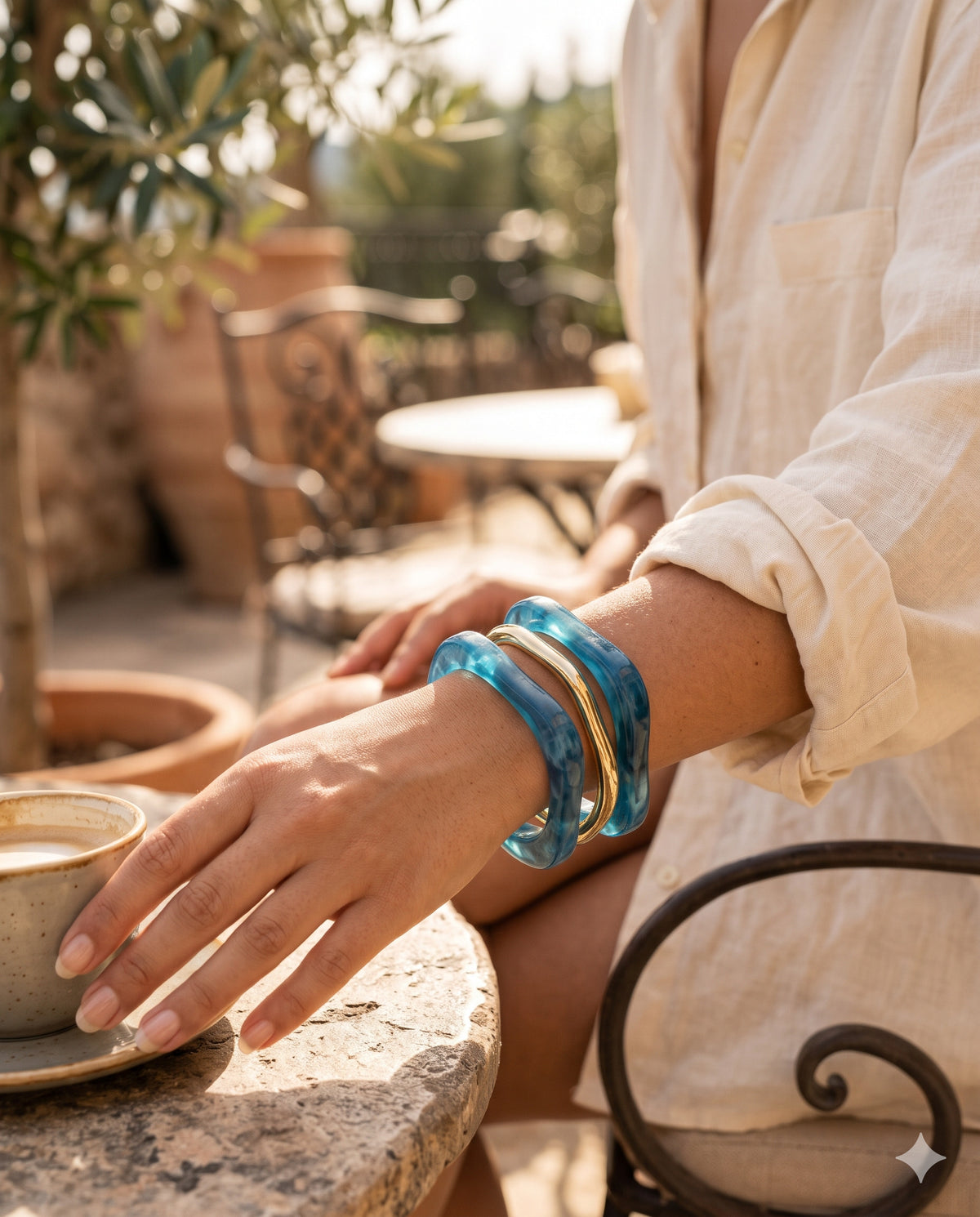 Teal Square Bangle Set