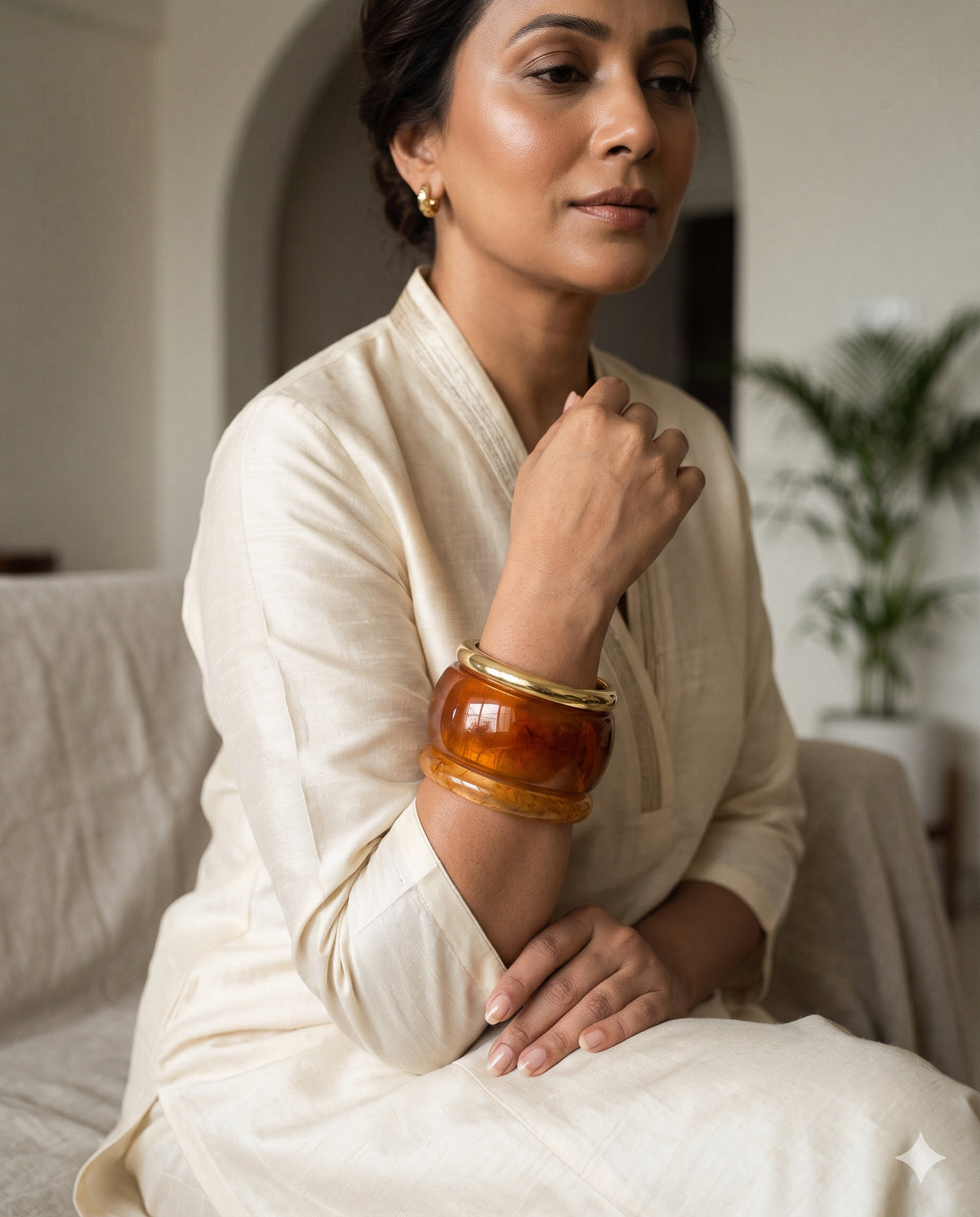 Chunky Amber Bangle Set