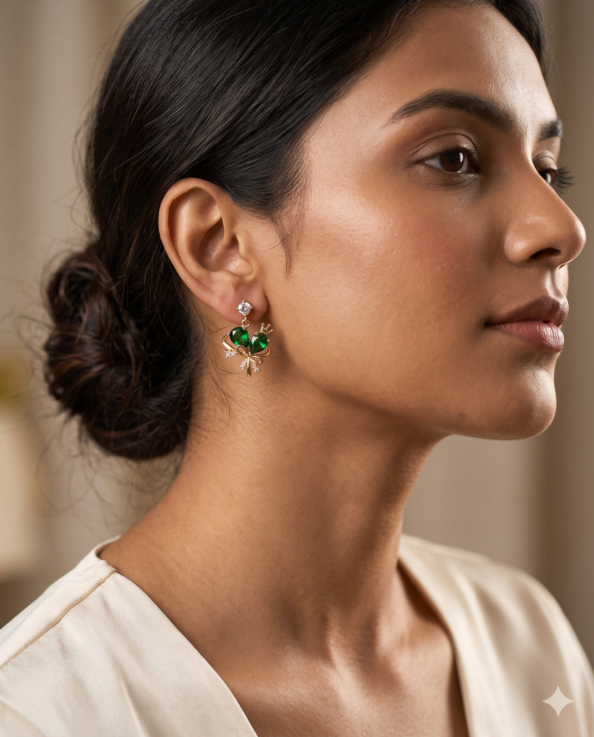 Green Stone Bouquet Drop Earrings