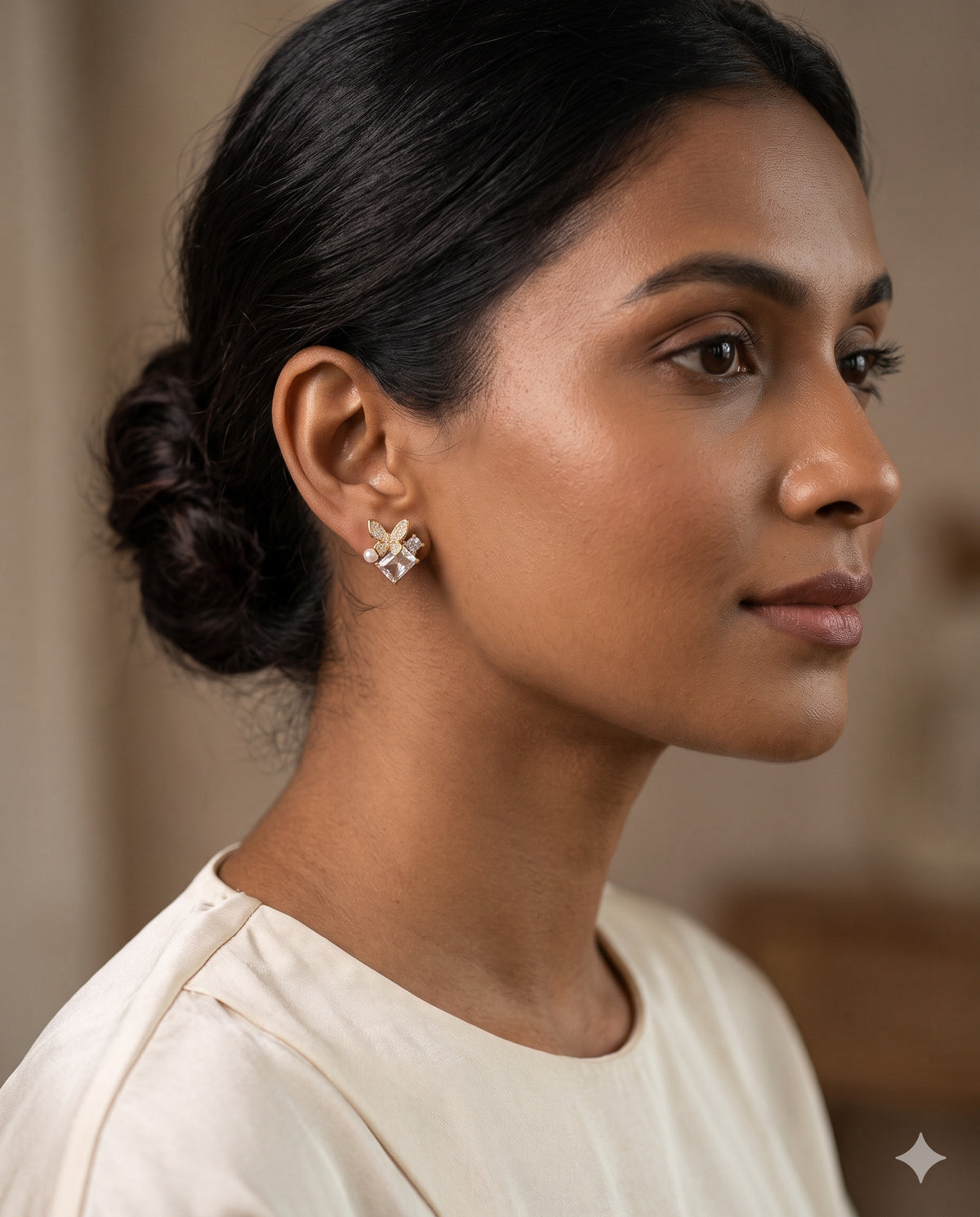 Butterfly Pearl-Look Stud Earrings