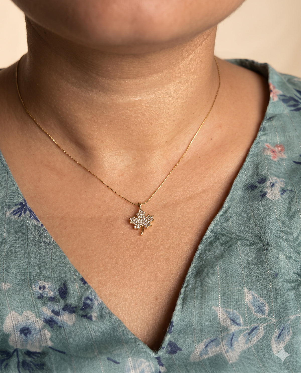 Pave Maple Leaf Pendant Necklace