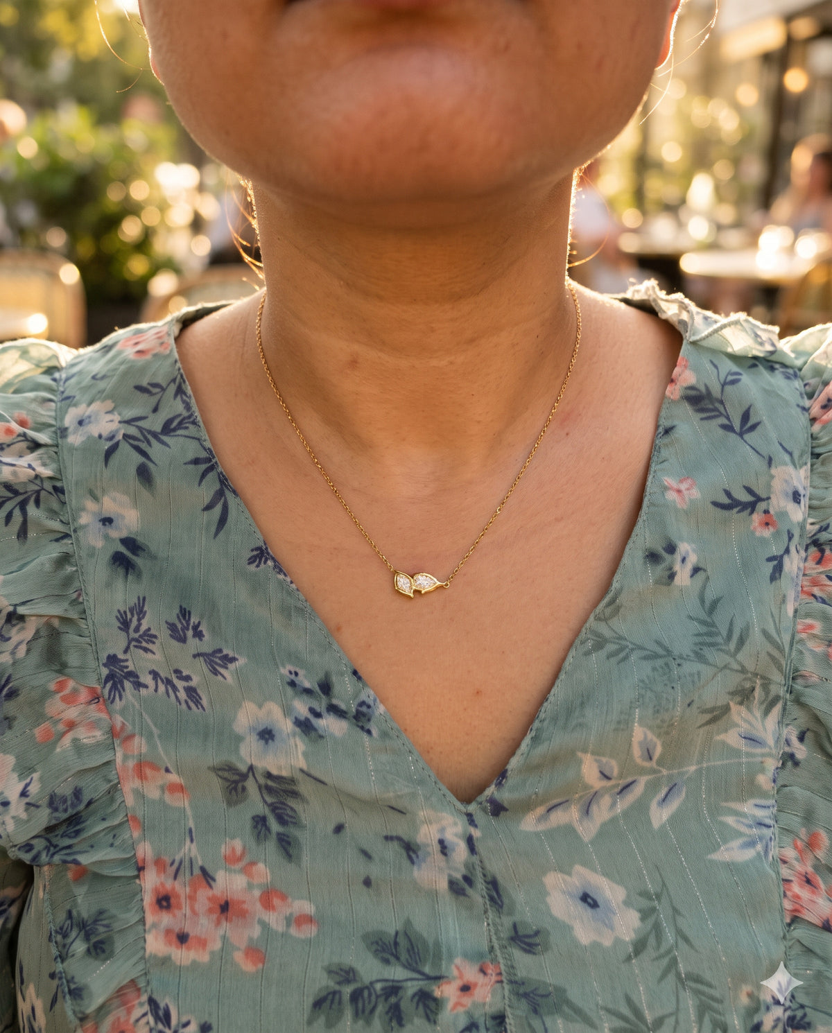 Marquise and Pear Two-Stone Necklace