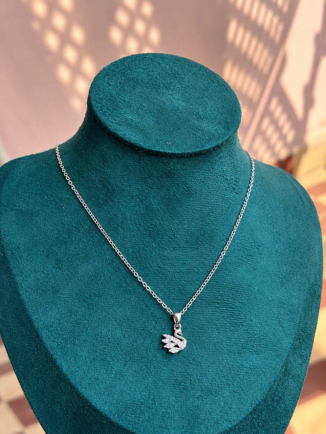 Silver Swan Pendant Necklace
