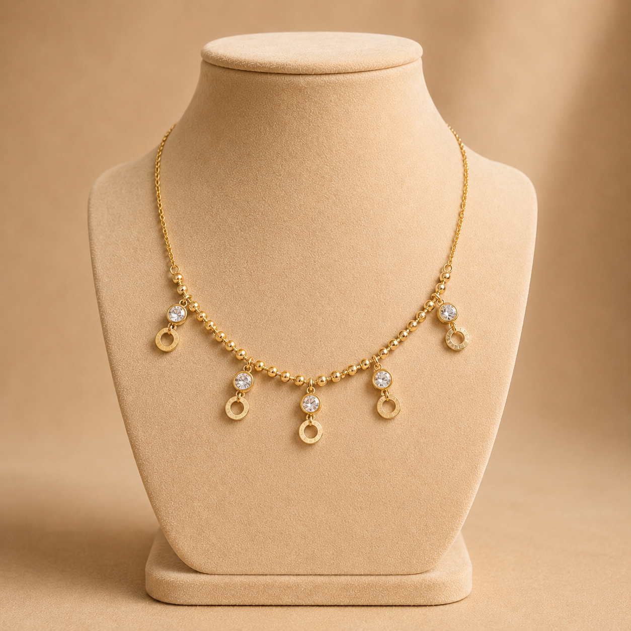 Gold-Tone Crystal Charm Drop Necklace