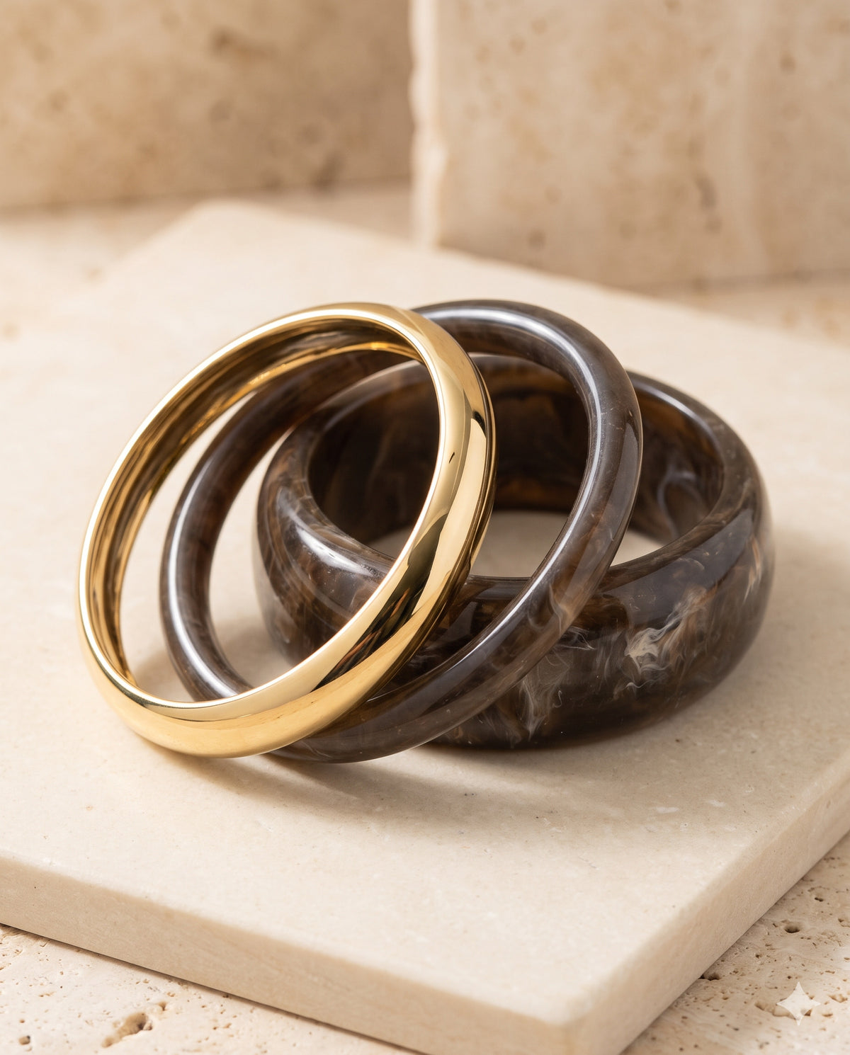 Brown Marble Bangle Set