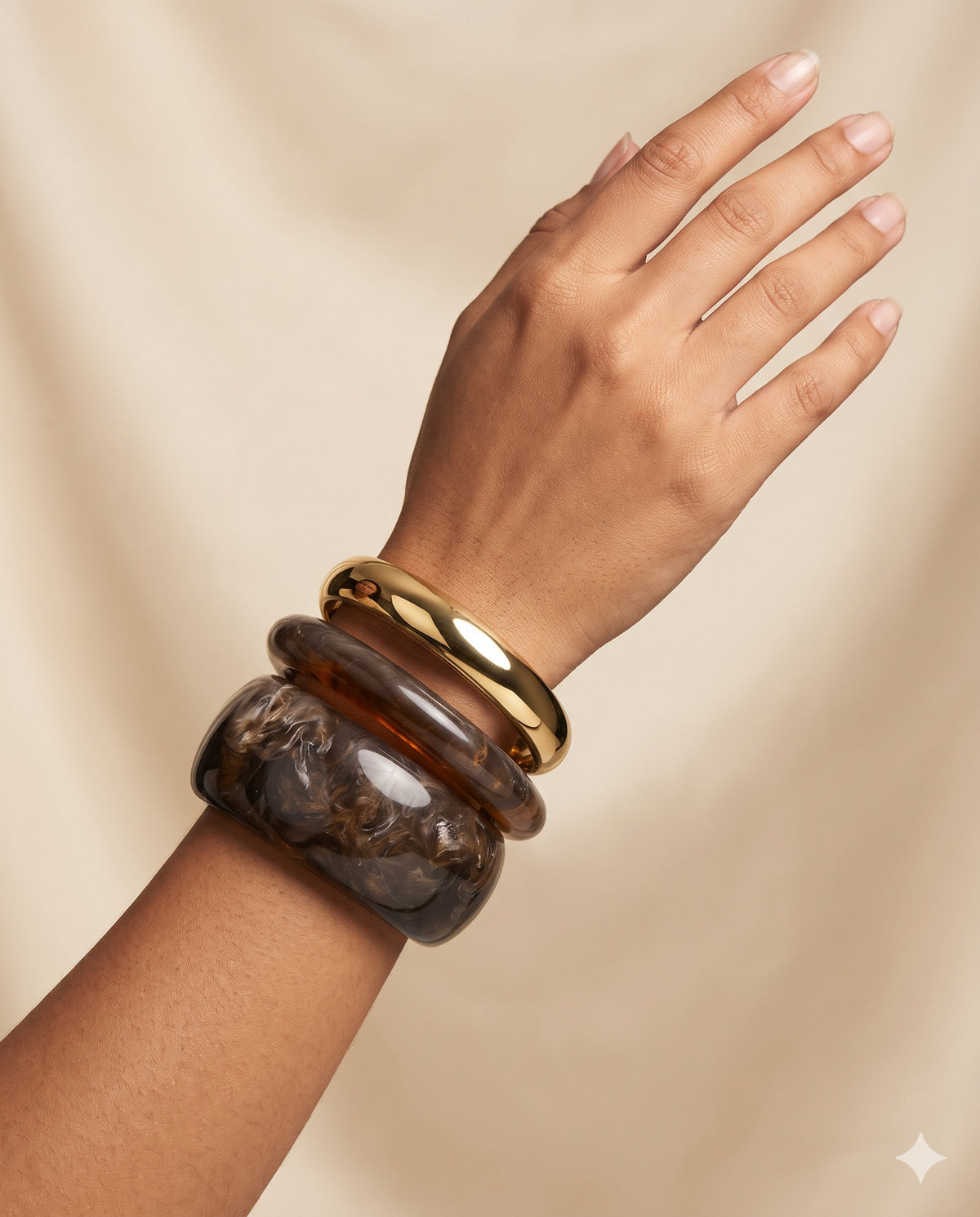 Brown Marble Bangle Set