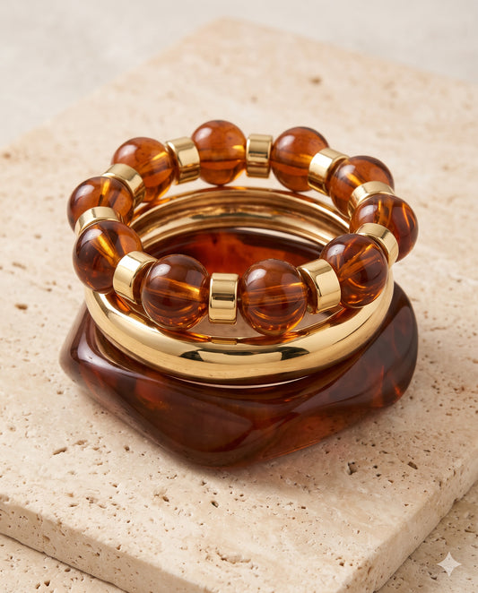 Amber Bead Bangle Set