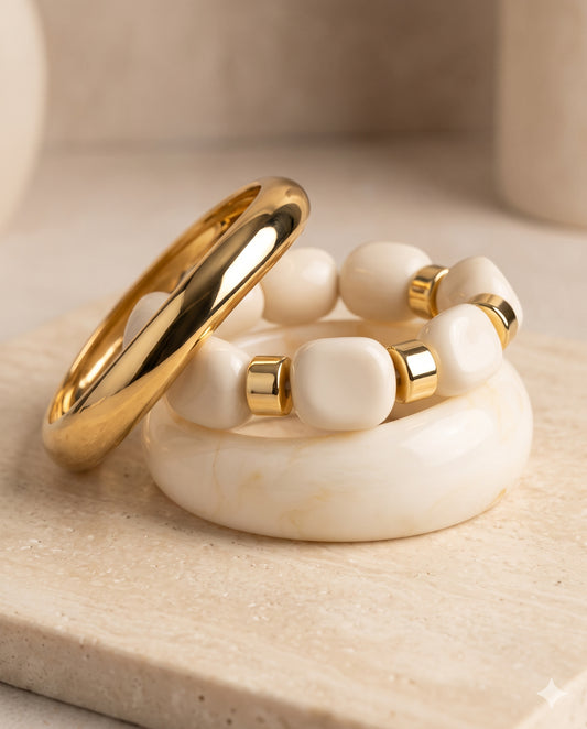 Ivory Bead Bangle Set