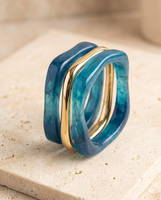 Teal Square Bangle Set