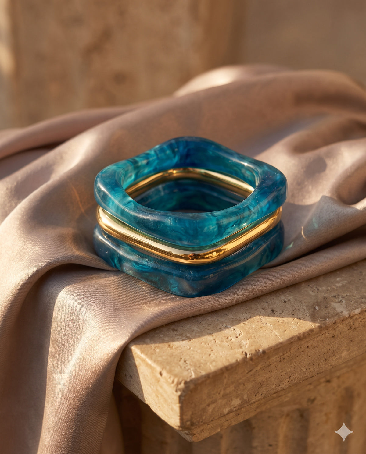 Teal Square Bangle Set