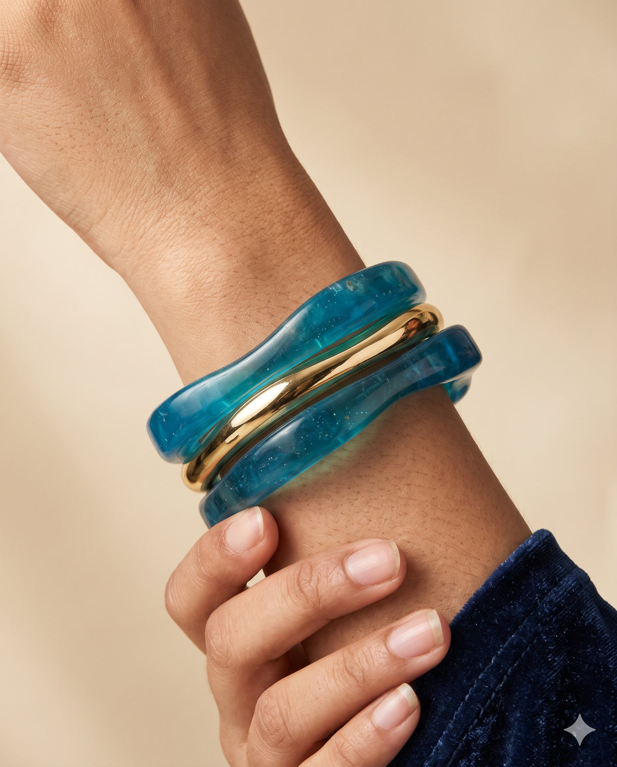 Teal Square Bangle Set