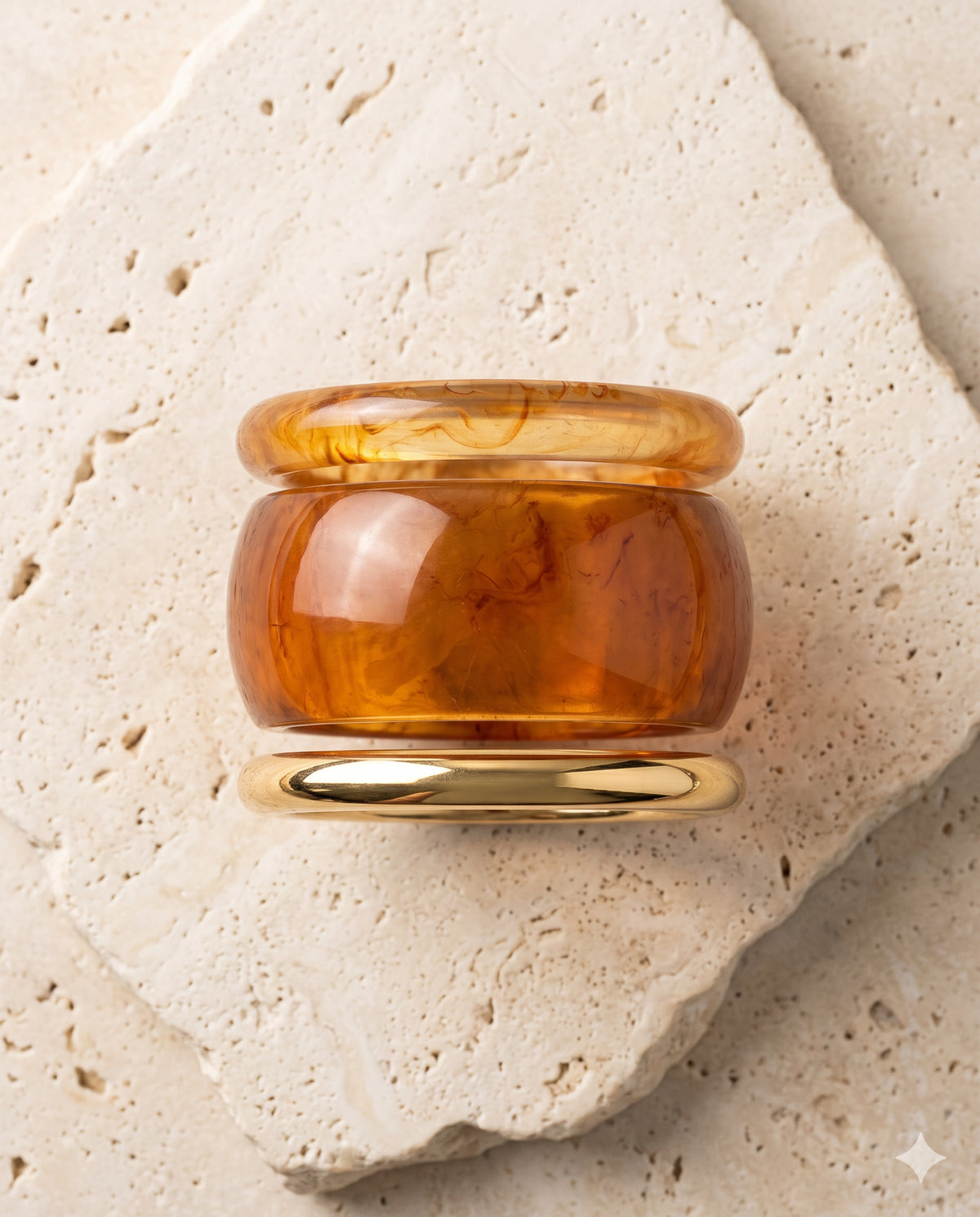 Chunky Amber Bangle Set