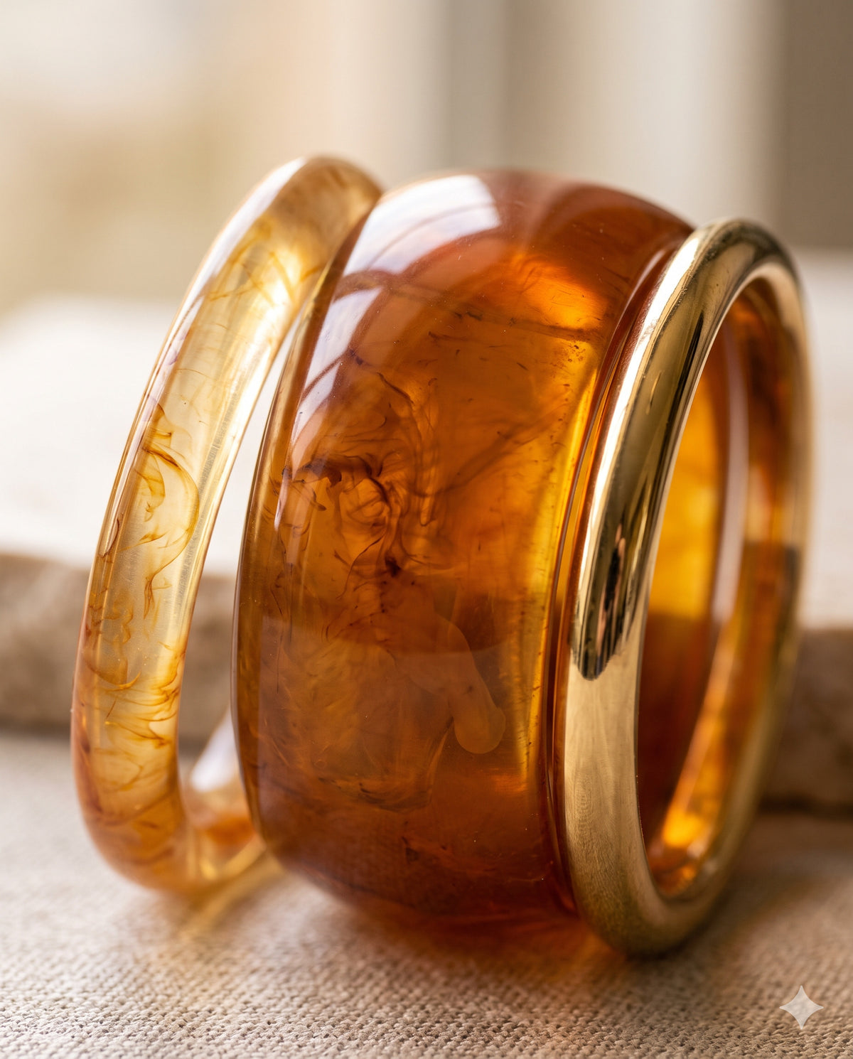 Chunky Amber Bangle Set