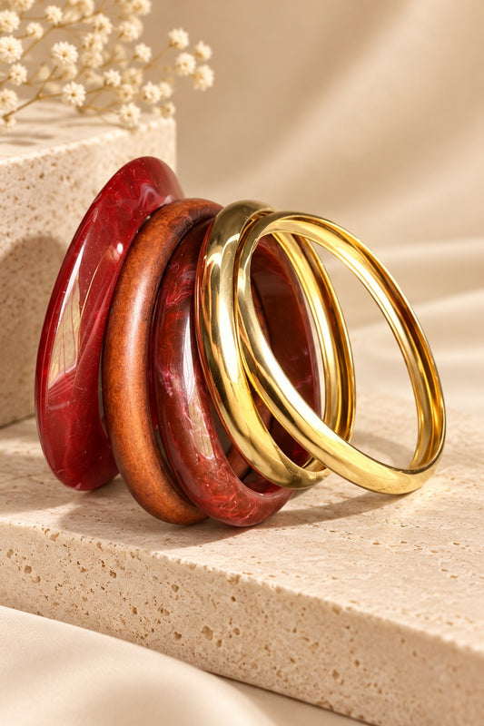 Red Marble Bangle Set