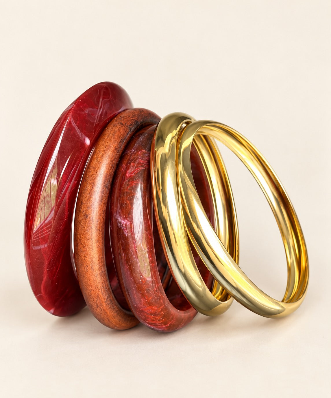 Red Marble Bangle Set