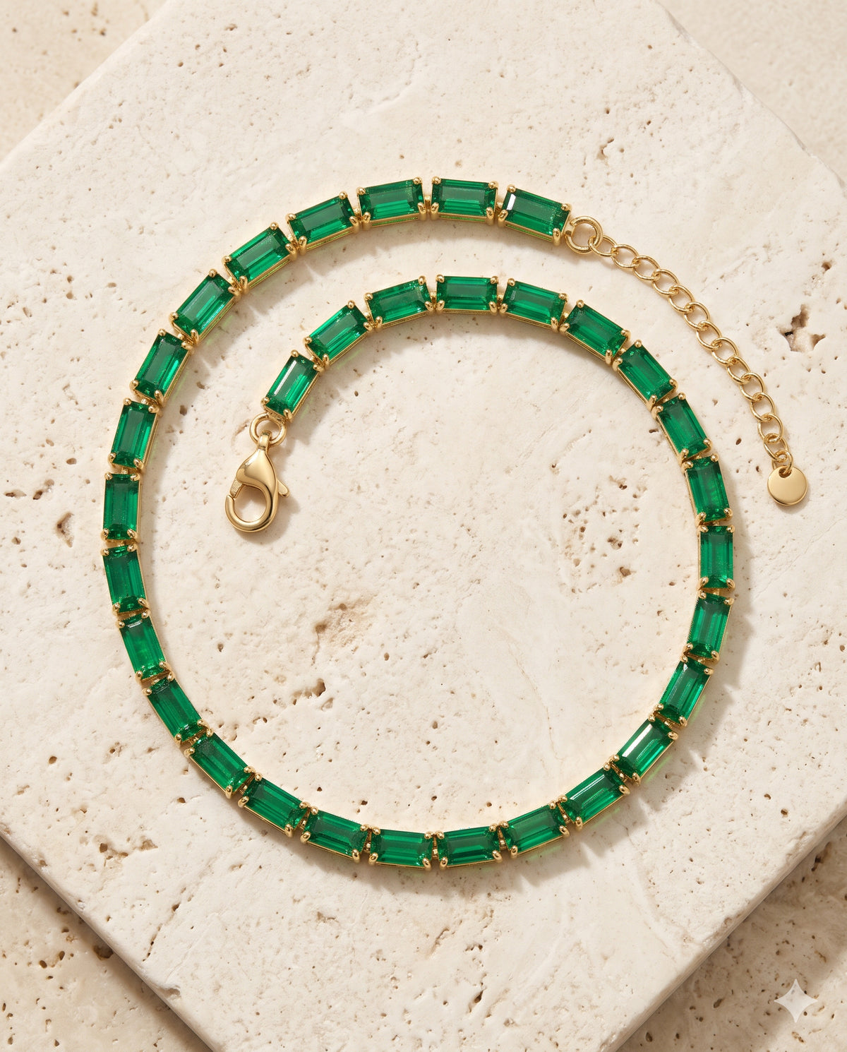 Green Stone Baguette Tennis Bracelet