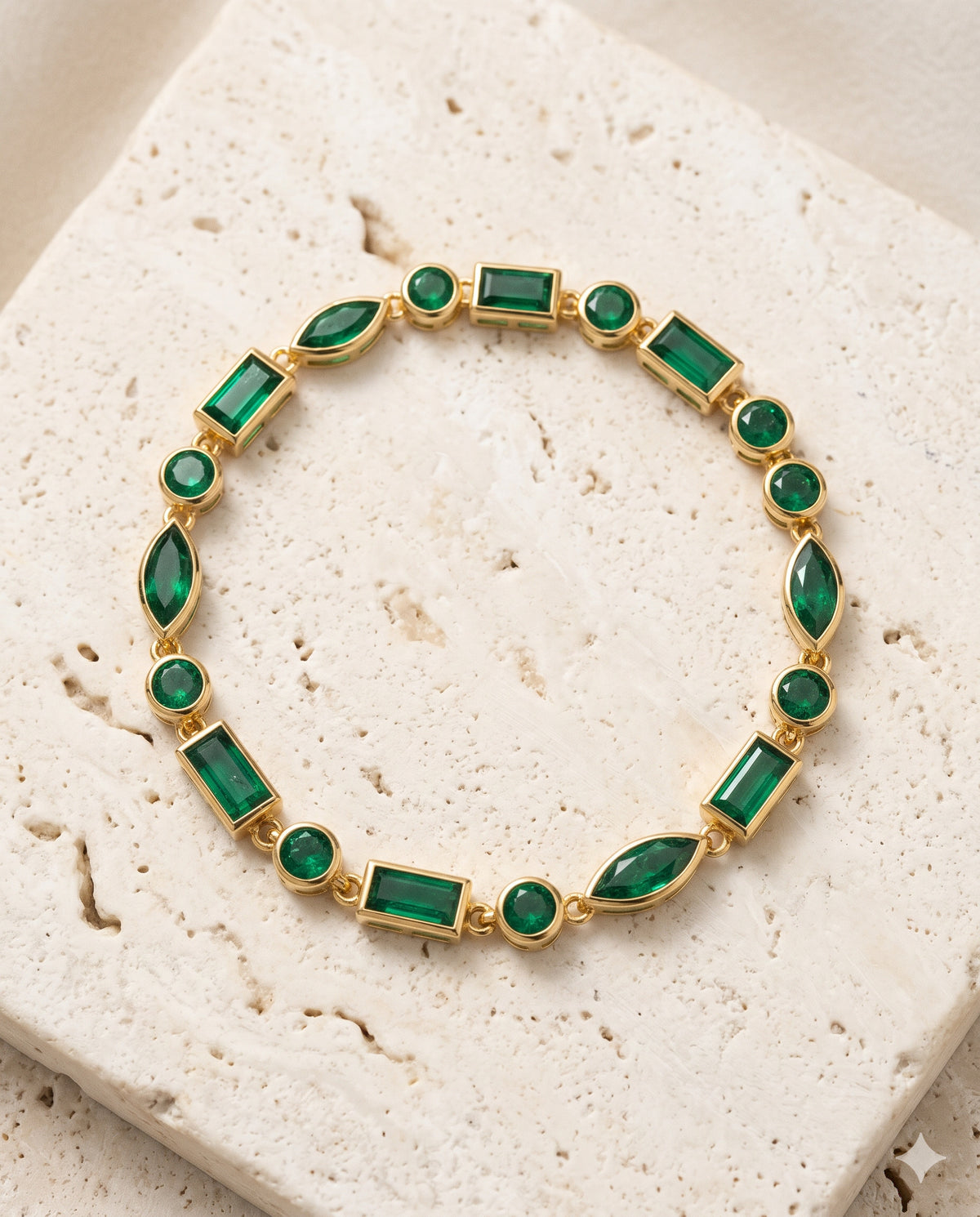 Green Stone Mixed-Cut Bracelet