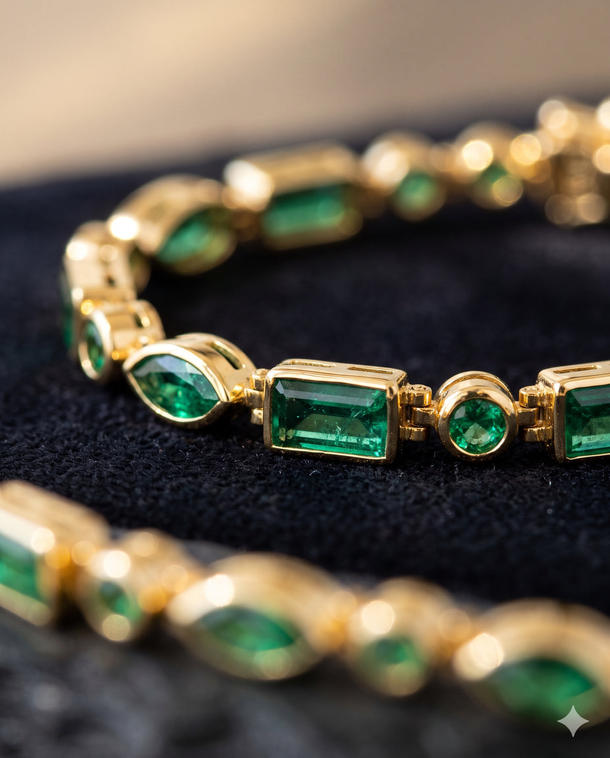 Green Stone Mixed-Cut Bracelet