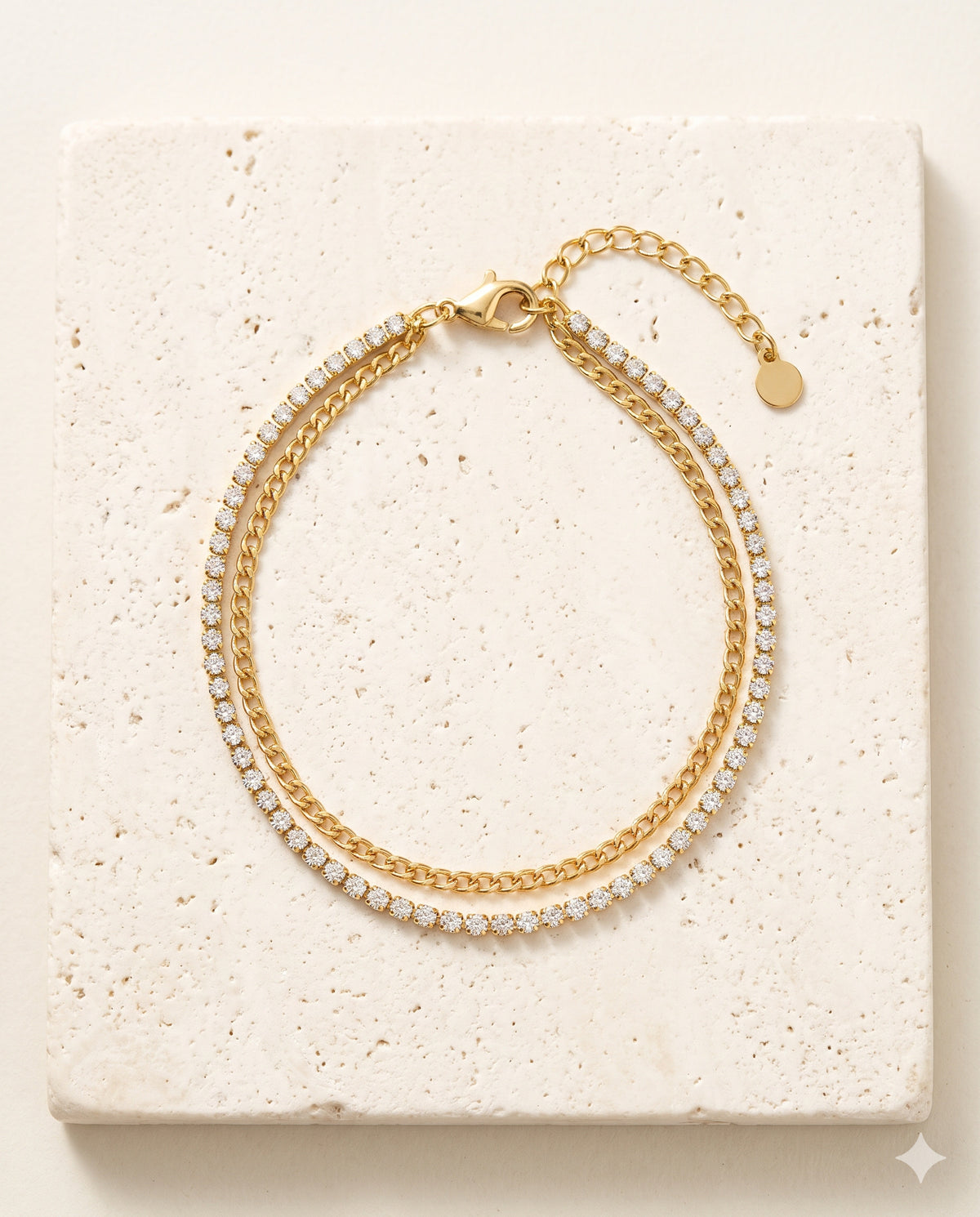Layered Tennis and Chain Bracelet