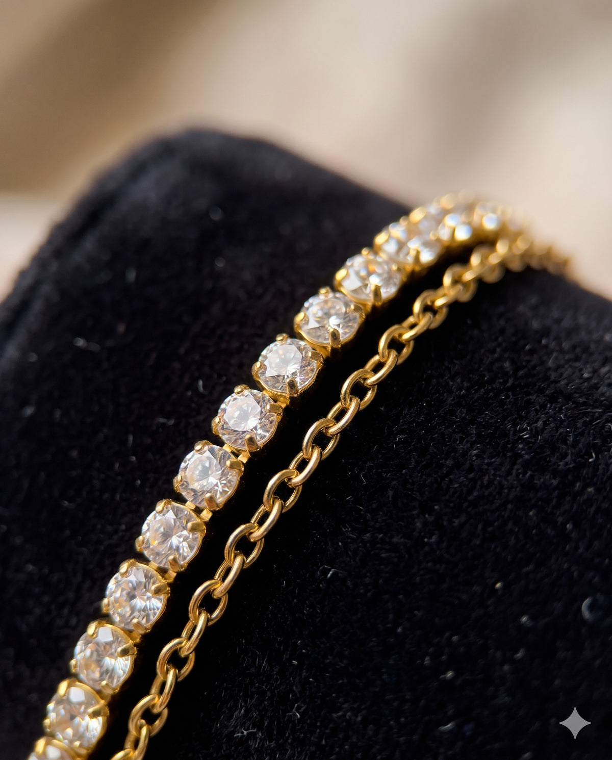 Layered Tennis and Chain Bracelet