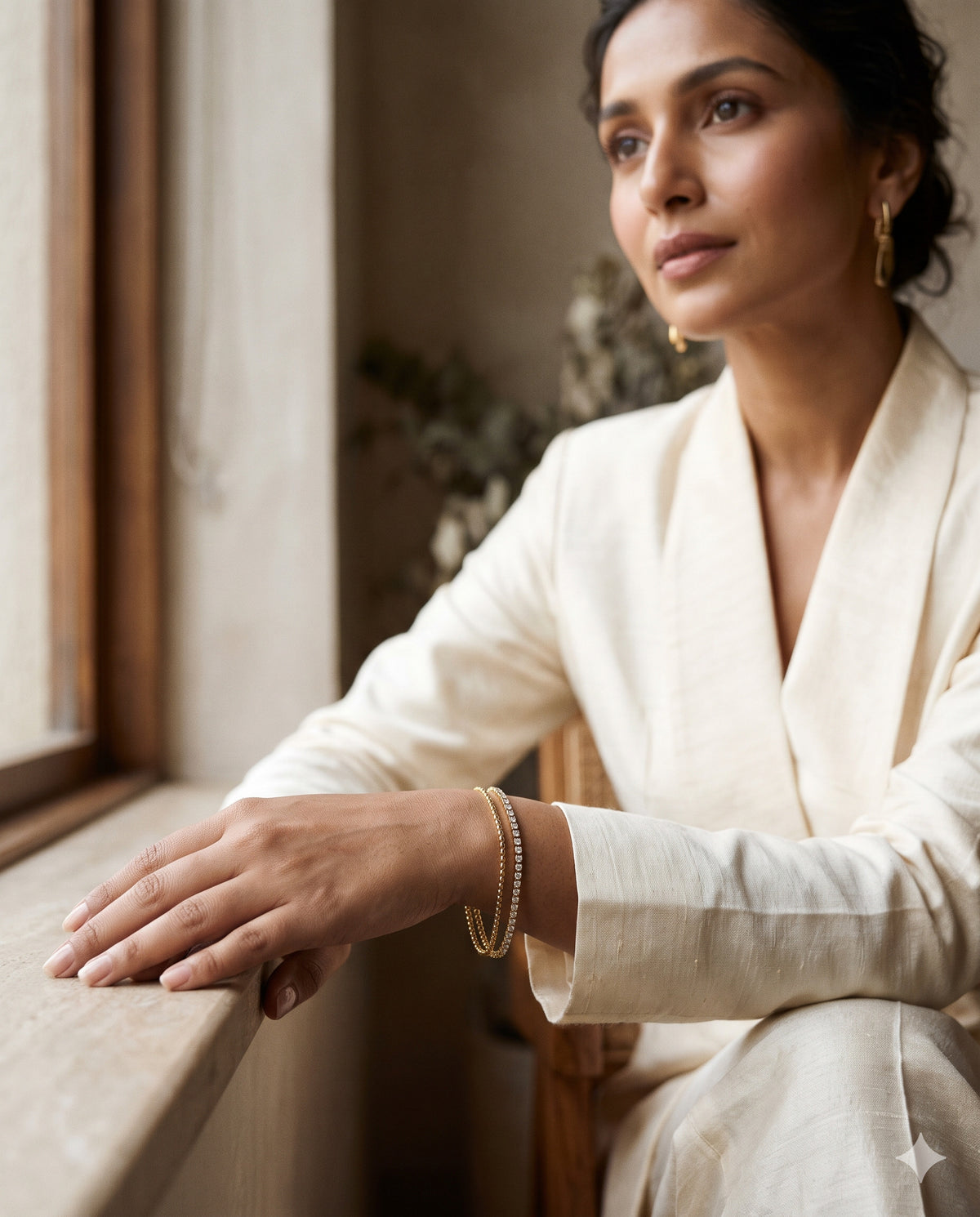 Layered Tennis and Chain Bracelet