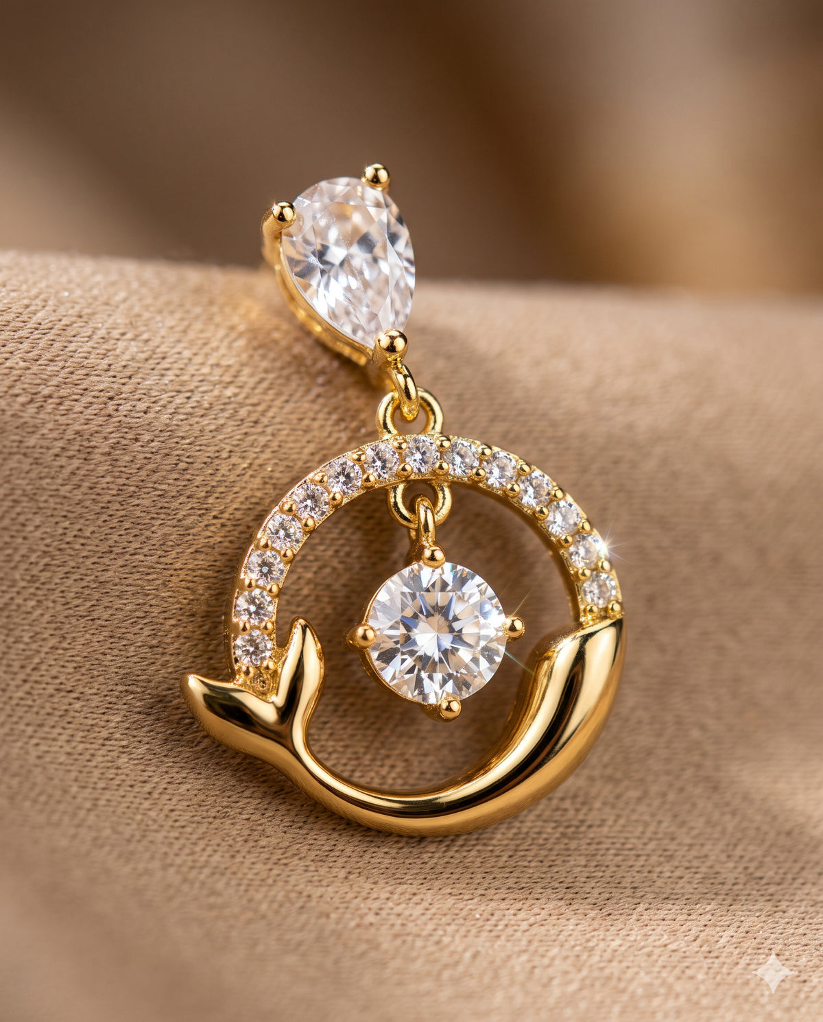 Crescent Halo Drop Earrings
