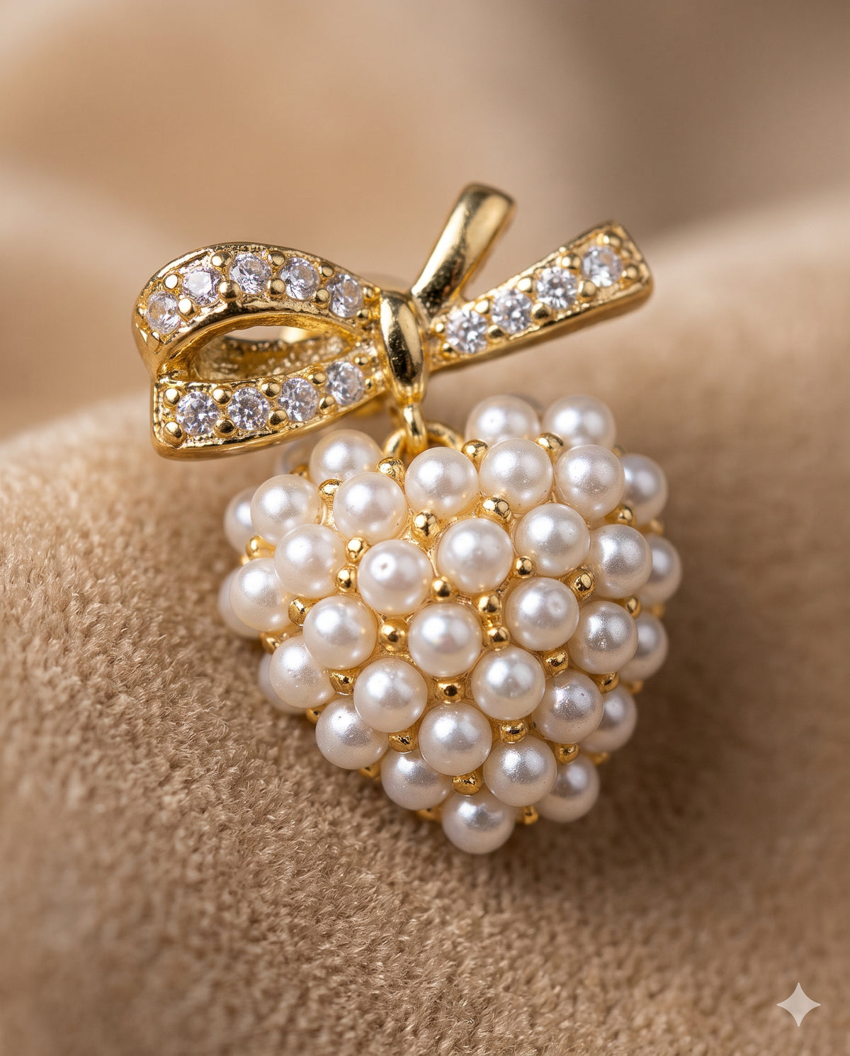Pearl-Look Berry Bow Stud Earrings