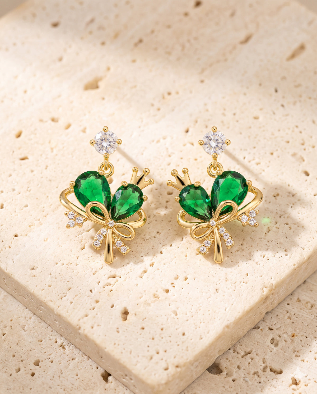 Green Stone Bouquet Drop Earrings