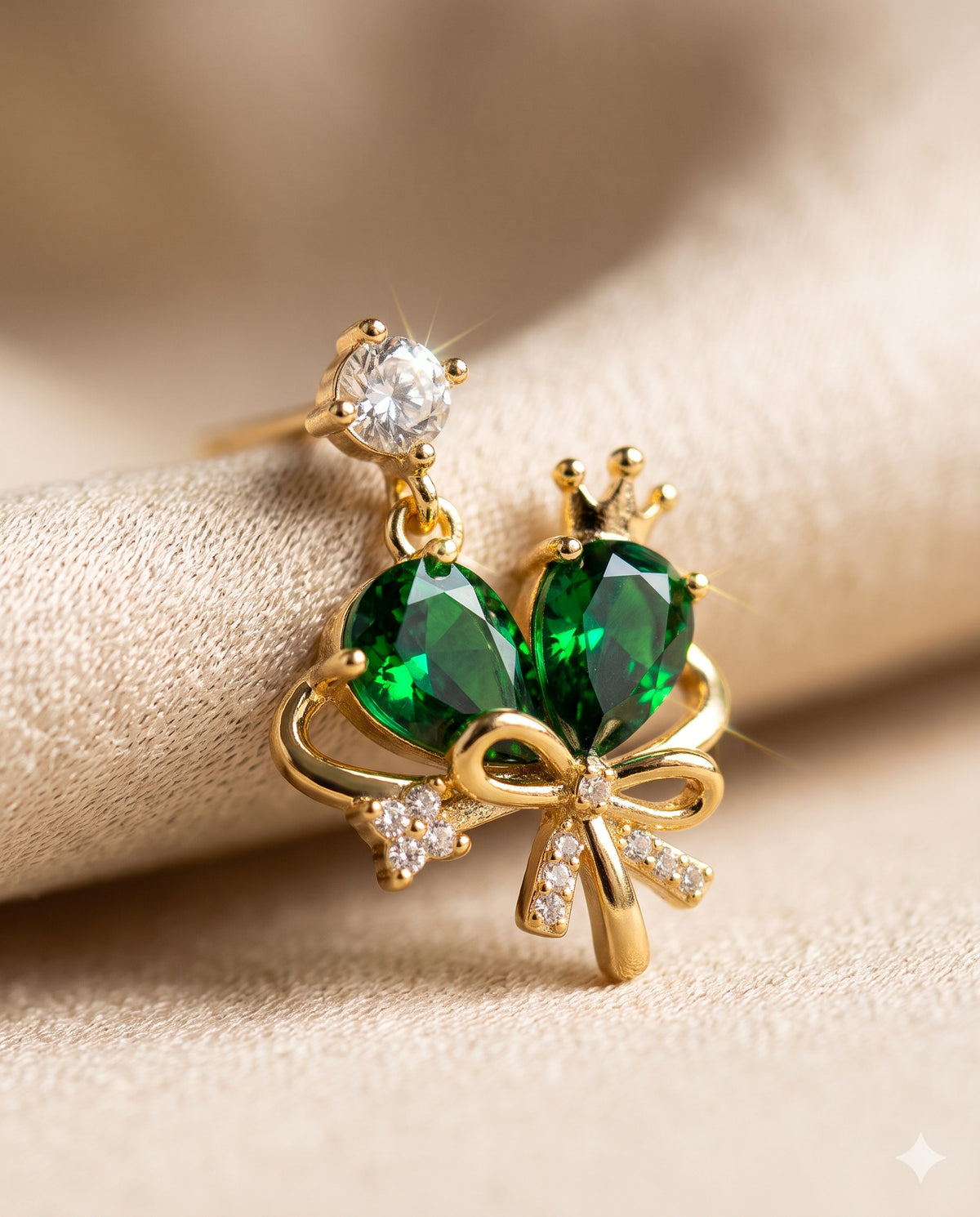 Green Stone Bouquet Drop Earrings