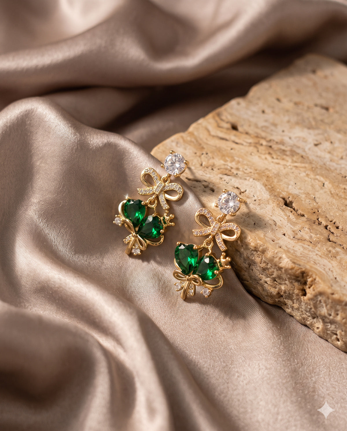 Green Stone Bouquet Drop Earrings