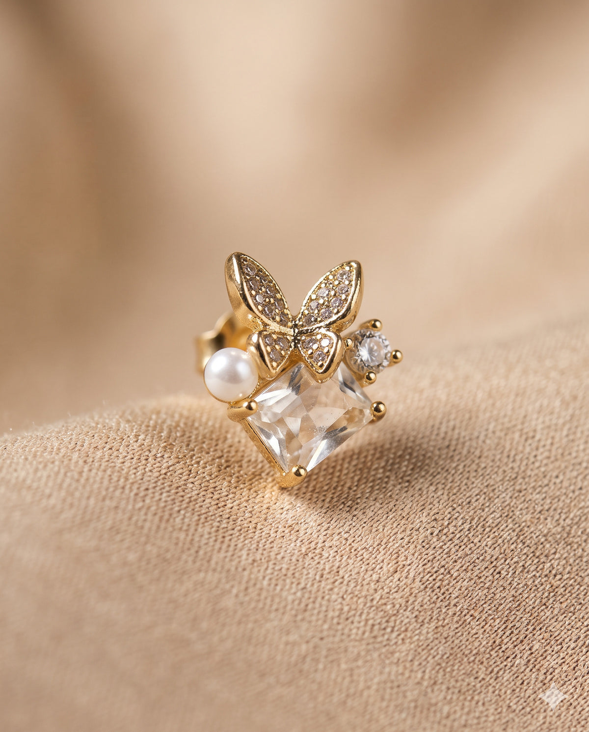 Butterfly Pearl-Look Stud Earrings
