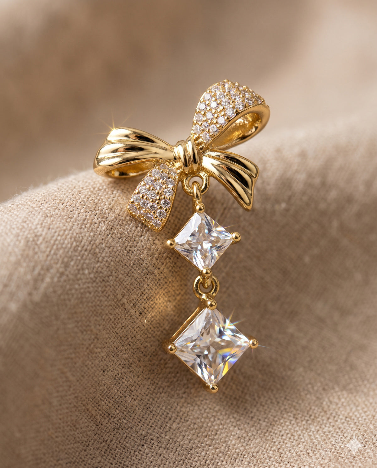 Bow and Double Square Drop Earrings