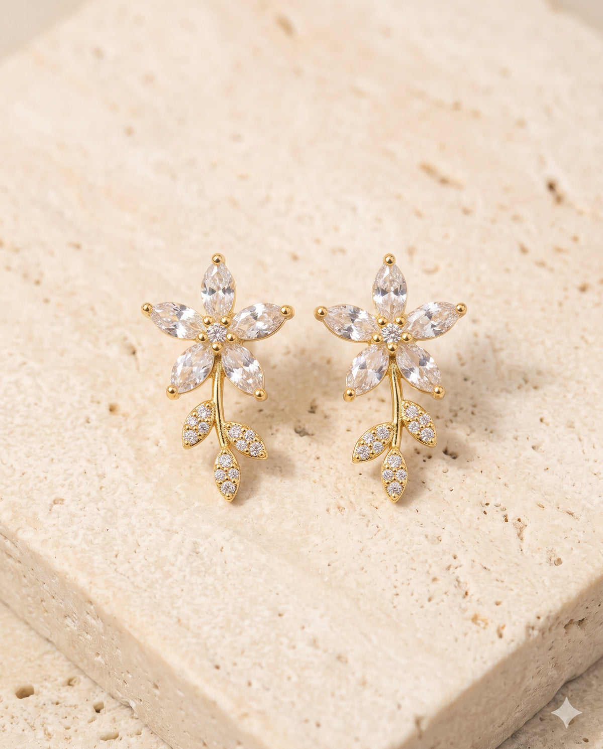 Crystal Flower Climber Earrings