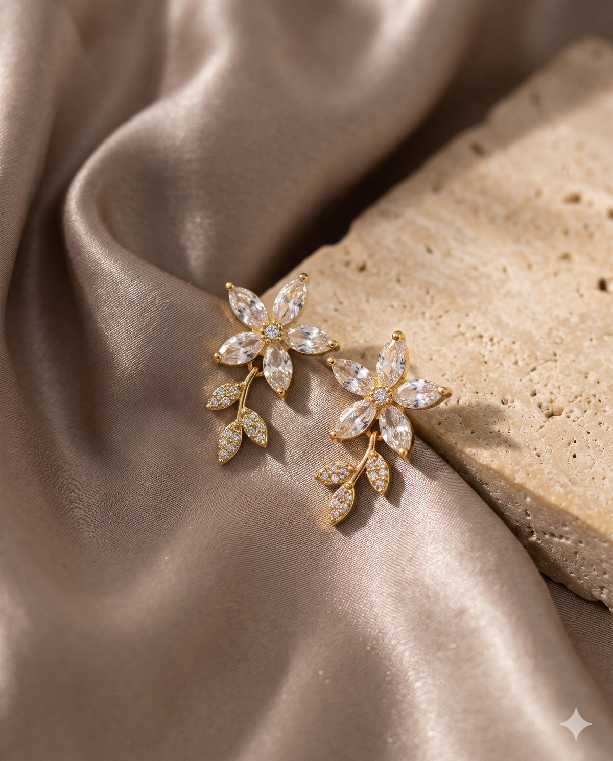 Crystal Flower Climber Earrings