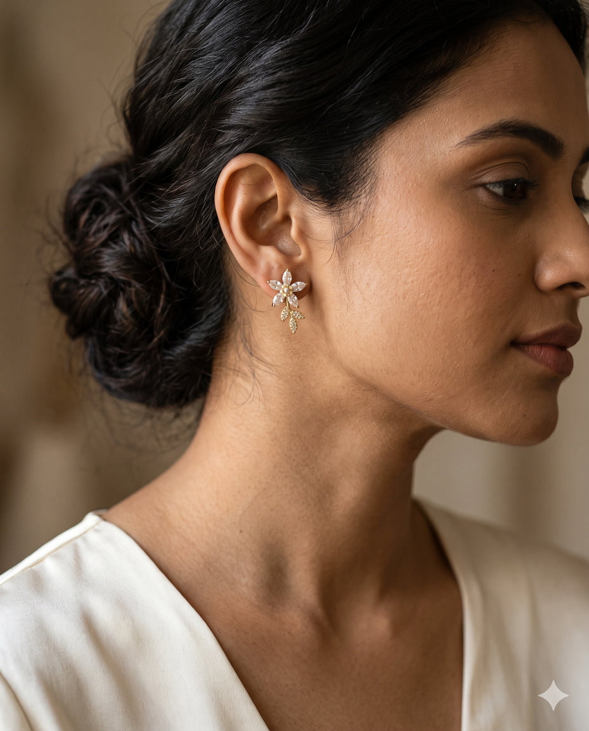 Crystal Flower Climber Earrings