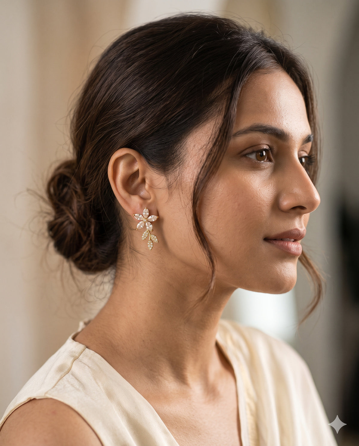 Crystal Flower Climber Earrings