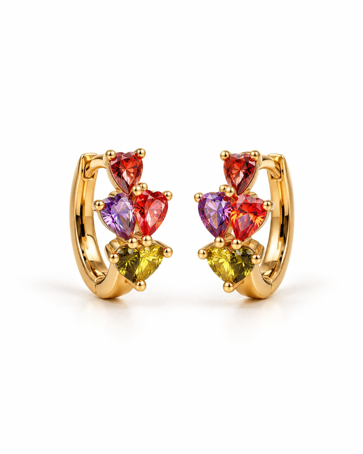 Multicolour Pear Cluster Huggie Earrings