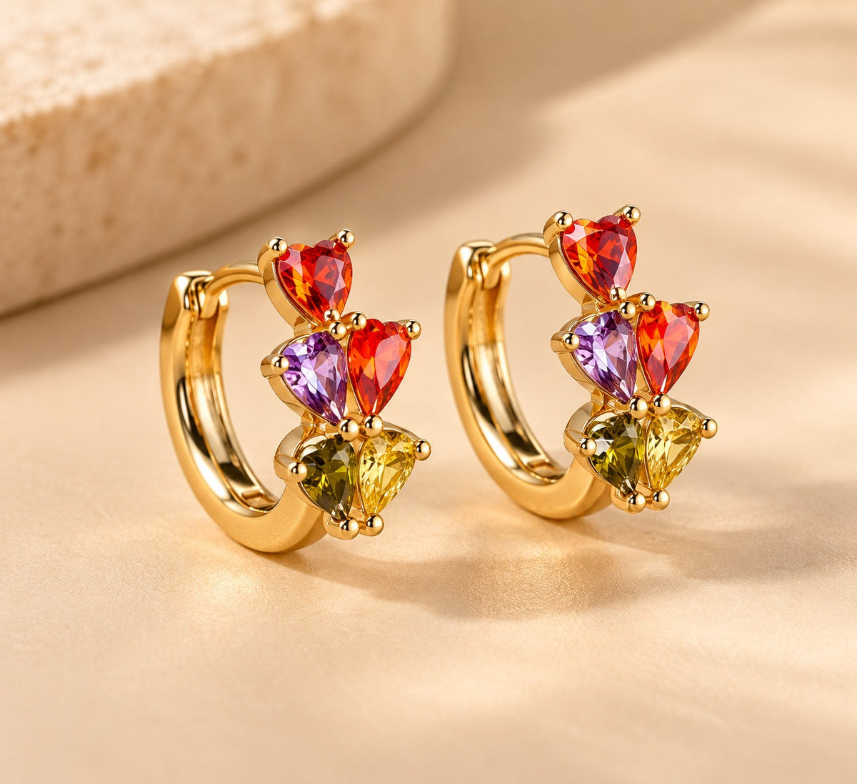 Multicolour Pear Cluster Huggie Earrings