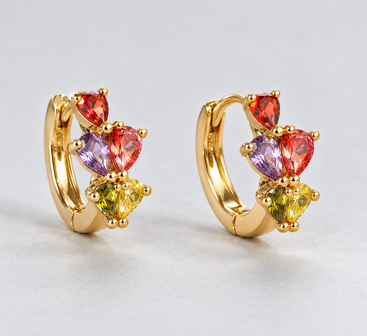 Multicolour Pear Cluster Huggie Earrings