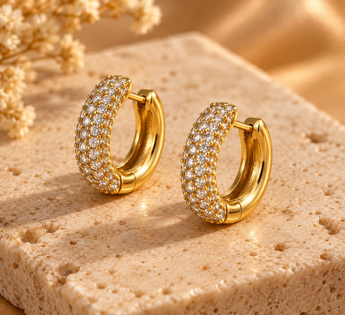 Pave Huggie Hoop Earrings