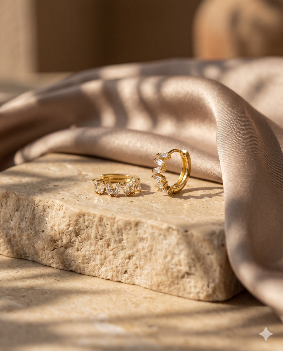 Zig-Zag Baguette Crystal Huggie Earrings