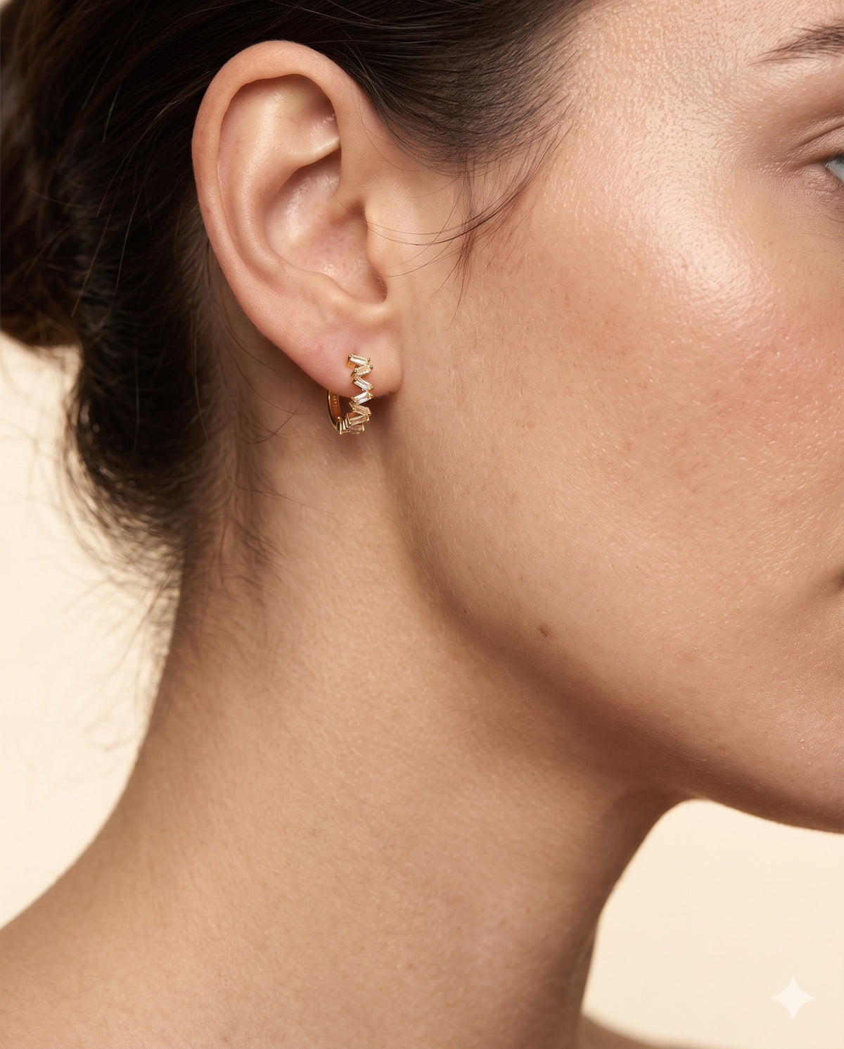 Zig-Zag Baguette Crystal Huggie Earrings