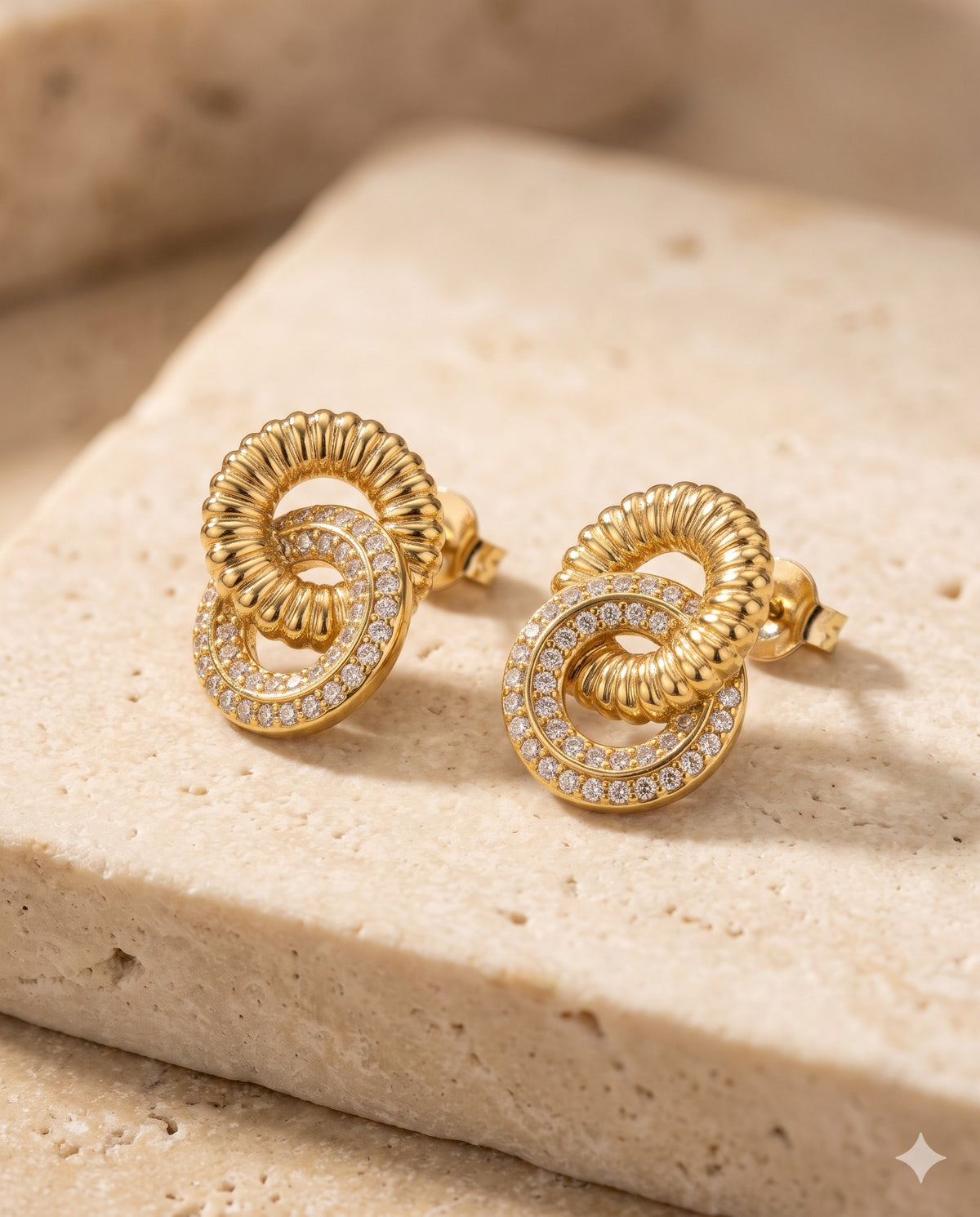 Swirl Knot Pave Stud Earrings