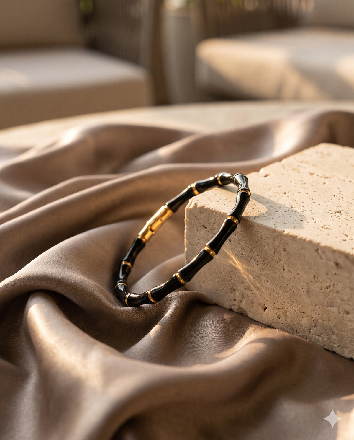 Black Enamel Bamboo Kada