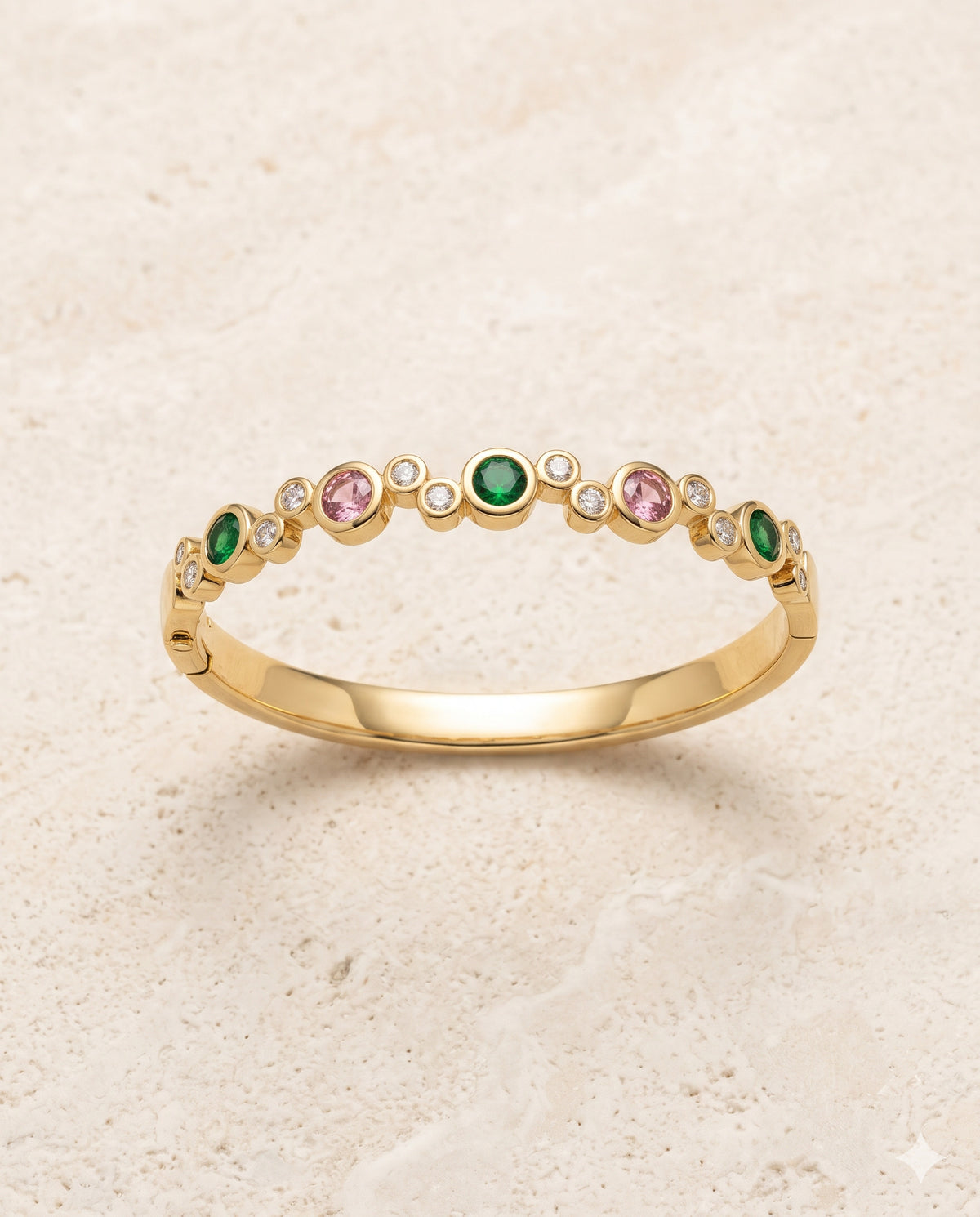 Green and Pink Bubble Stone Kada