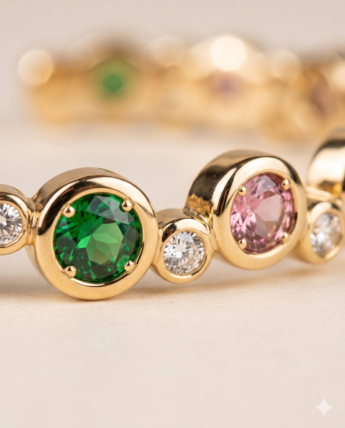 Green and Pink Bubble Stone Kada