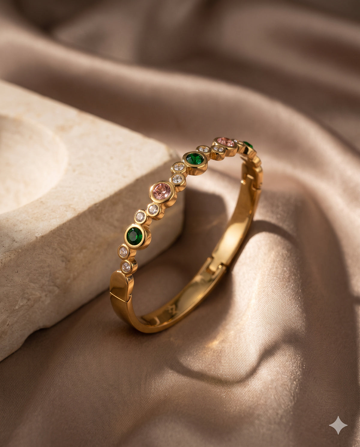 Green and Pink Bubble Stone Kada