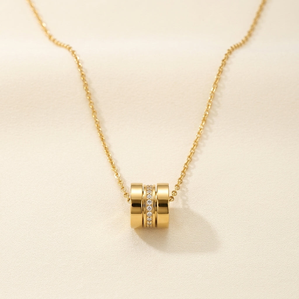 Pave Roller Pendant Necklace