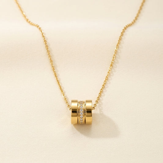 Pave Roller Pendant Necklace